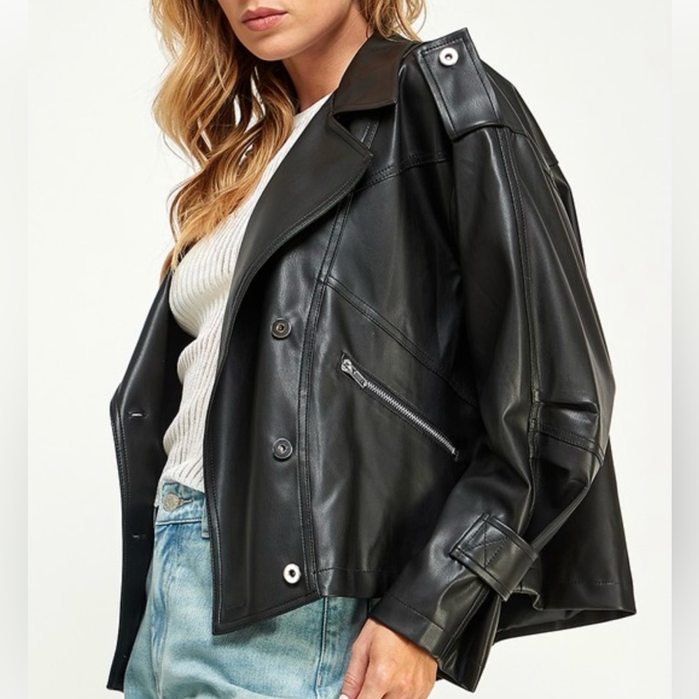 Fashion Go black leather jacket
